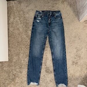 American Eagle Outfitters Distressed Blue Straight Leg Jeans - size 4